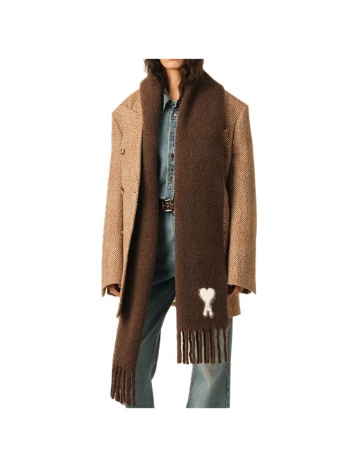 Sciarpa oversize in alpaca e pura lana. Ami Paris | USF673.AW0004.2221MARRONCHOCOLAT
